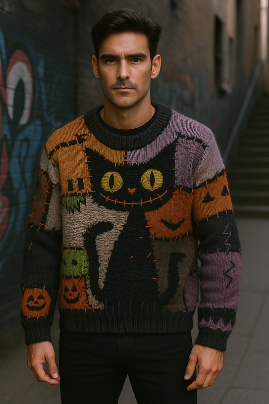Patch Cat Halloween Sweater